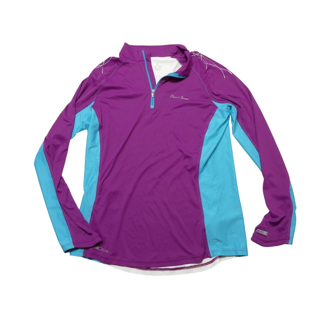 Pearl Izumi Shirt Womens XL Purple Blue Long Sleeve Elite 1/4 Zip Cycling Jersey